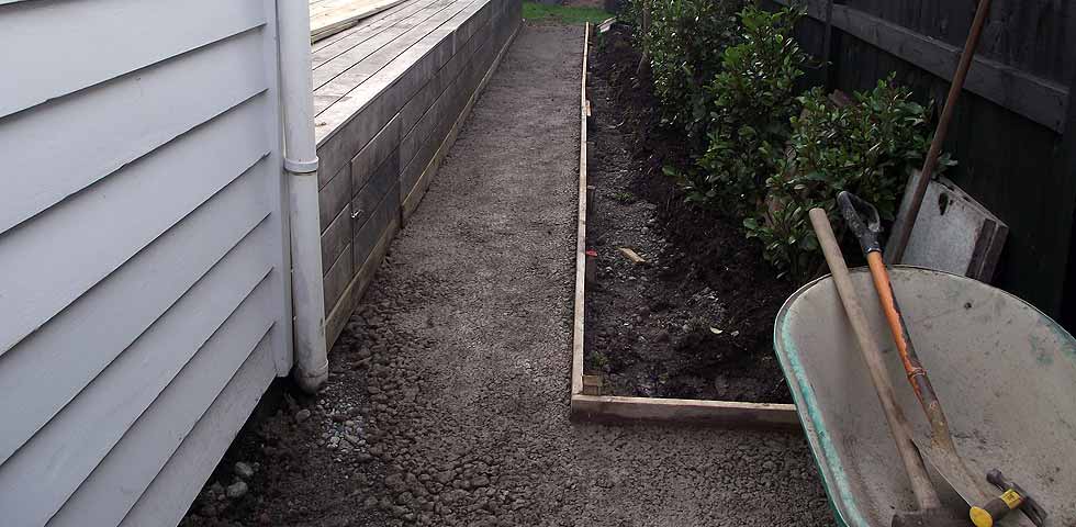 New pathway connected to driveway being constructed in Sandringham, Auckland